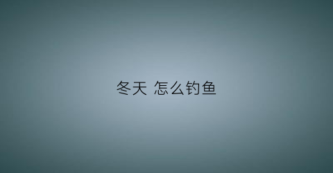 冬天怎么钓鱼(冬天怎么钓鱼最好)